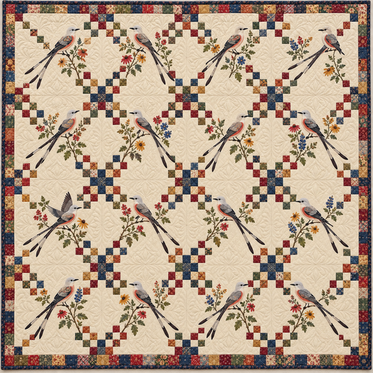 Oklahoma Scissor Tailed Flycatcher Chain Quilt Blanket