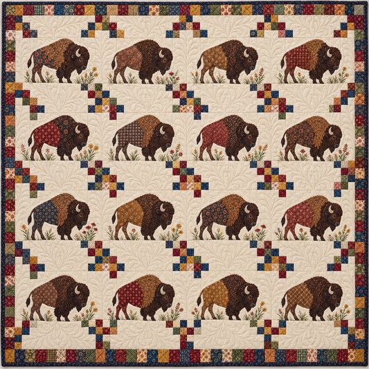 Oklahoma Bison Chain Quilt Blanket