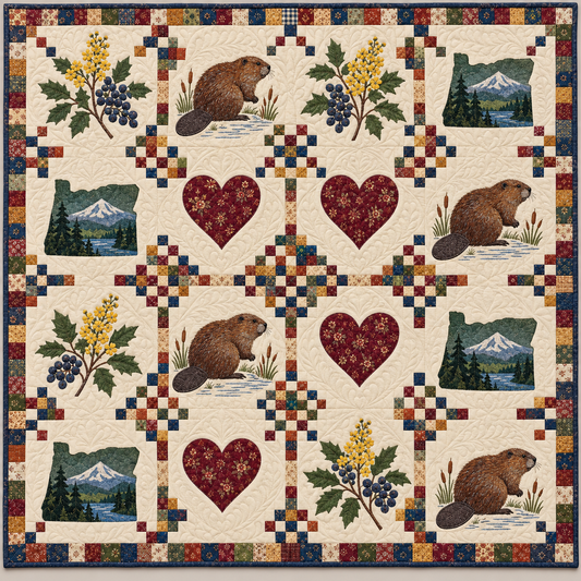 Oregon Home Sampler Quilt Blanket