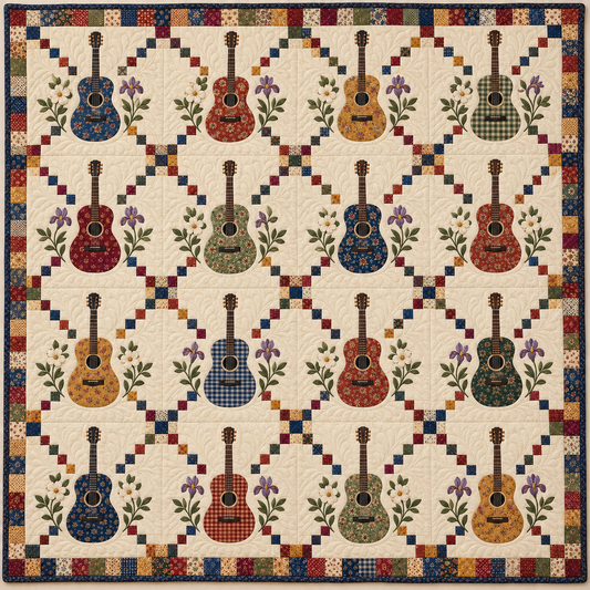 Tennessee Guitar Chain Quilt Blanket