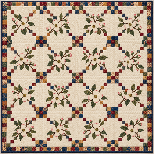 Virginia Dogwood Chain Quilt Blanket