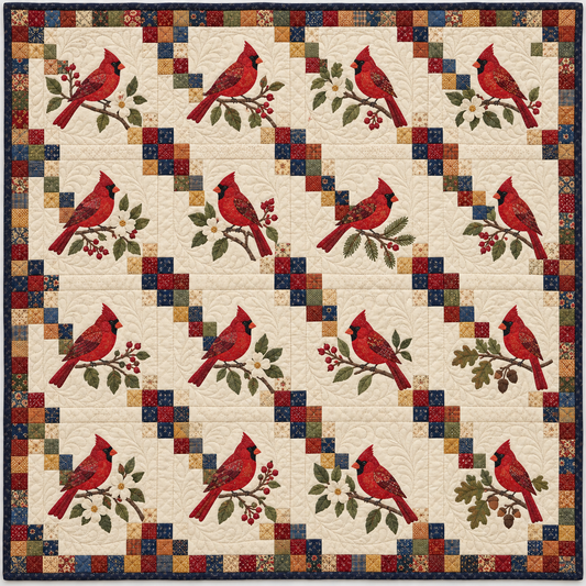 Virginia Cardinal Chain Quilt Blanket