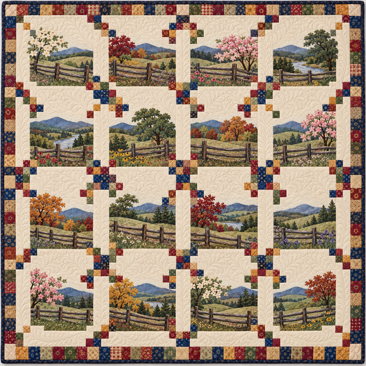 Virginia Blue Ridge Countryside Chain Quilt Blanket