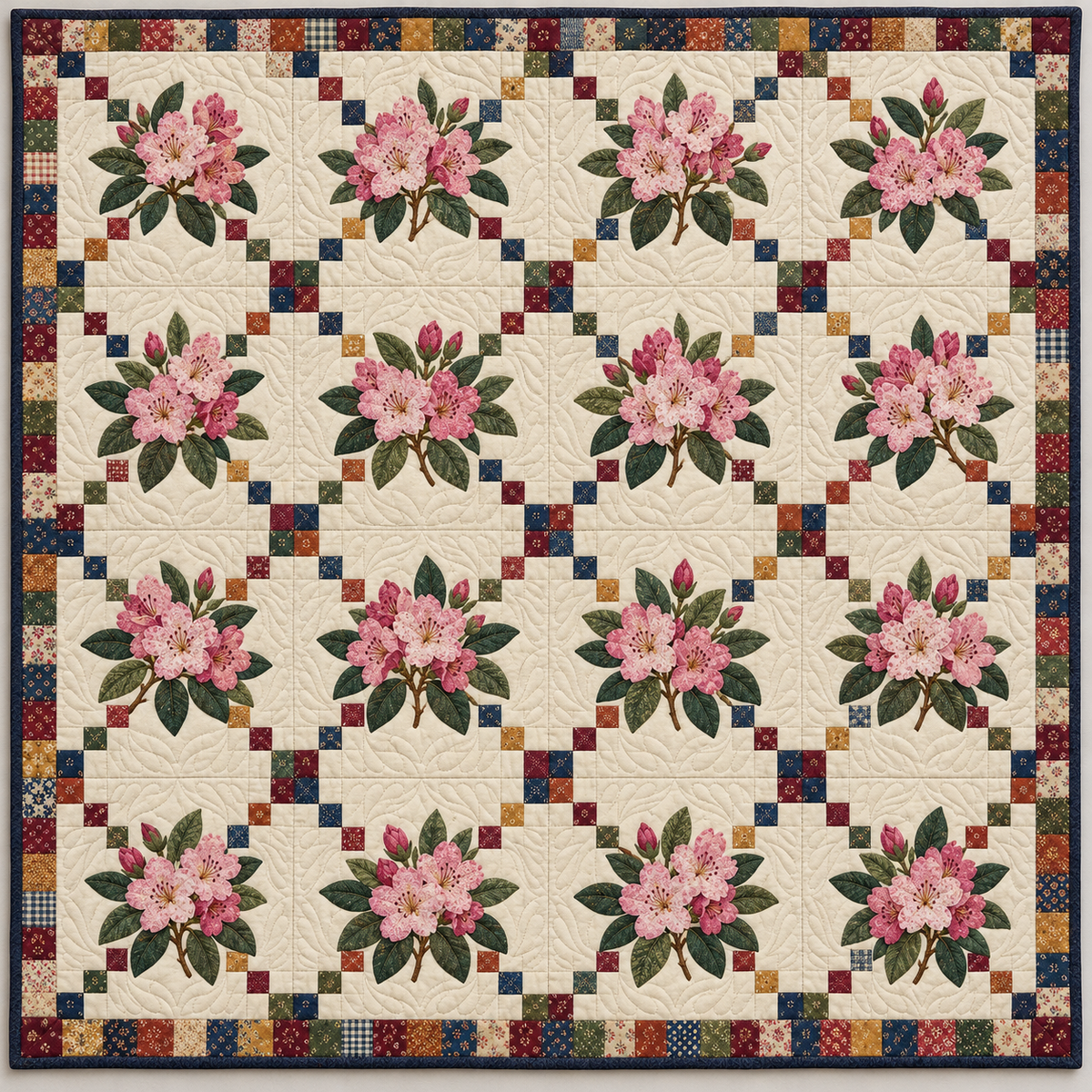 West Virginia Rhododendron Chain Quilt Blanket