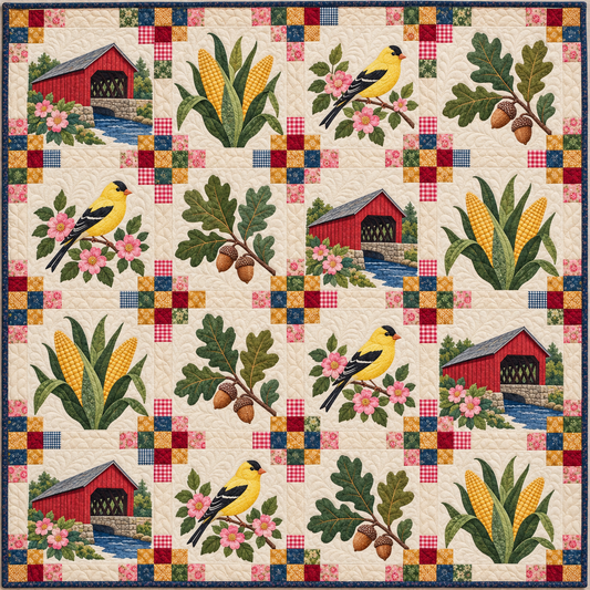 Iowa Covered Bridge Harvest TD261026130 Quilt Blanket