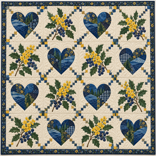 Oregon Oregon Grape Heartstrings TD261026173 Quilt Blanket