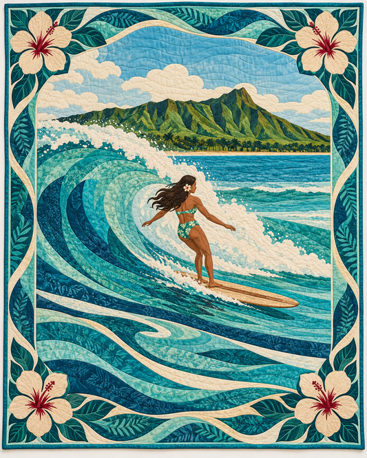 Hawaii Surfing Quilt Blanket