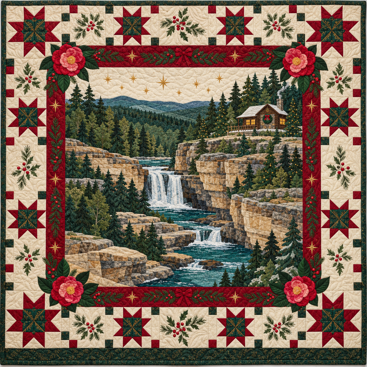 Camellia Christmas Canyon TD271026001 Quilt Blanket — original design