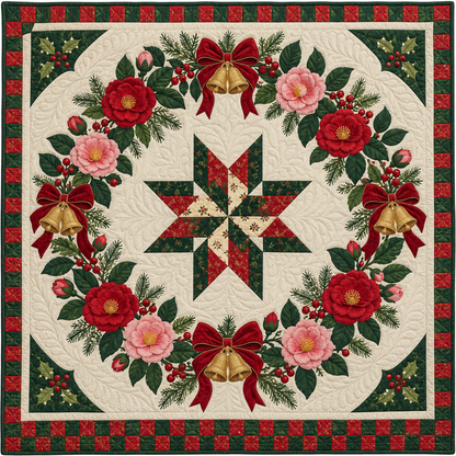 Camellia Christmas Wreath TD271026002 Quilt Blanket — original design