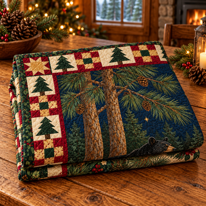 Longleaf Bears Christmas Eve TD271026003 Quilt Blanket — folded mockup