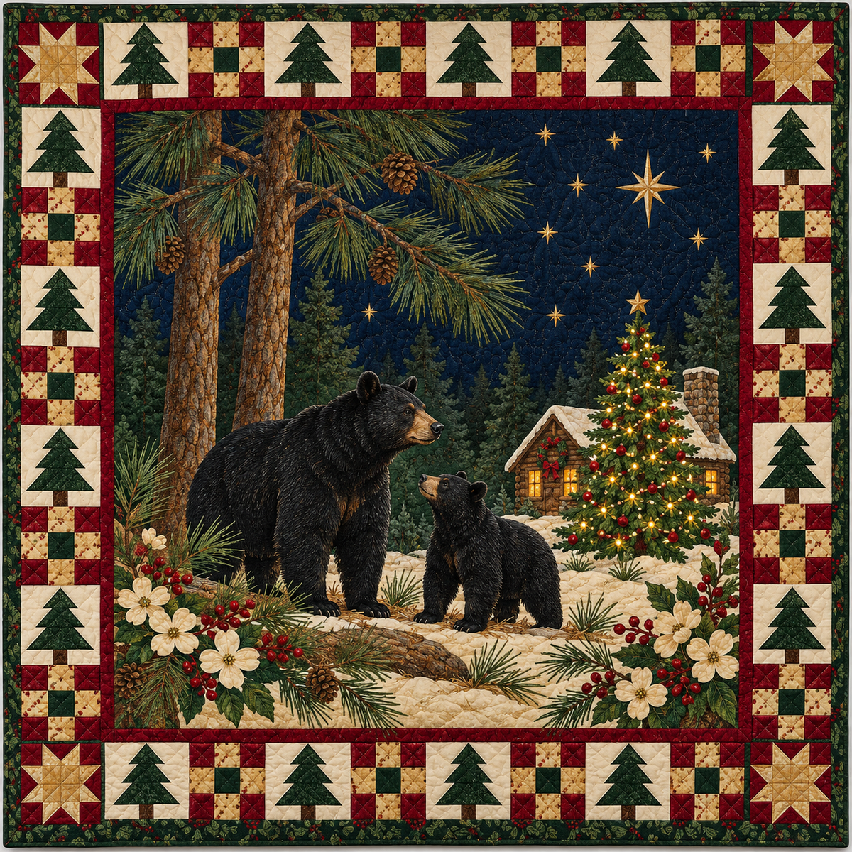 Longleaf Bears Christmas Eve TD271026003 Quilt Blanket — original design