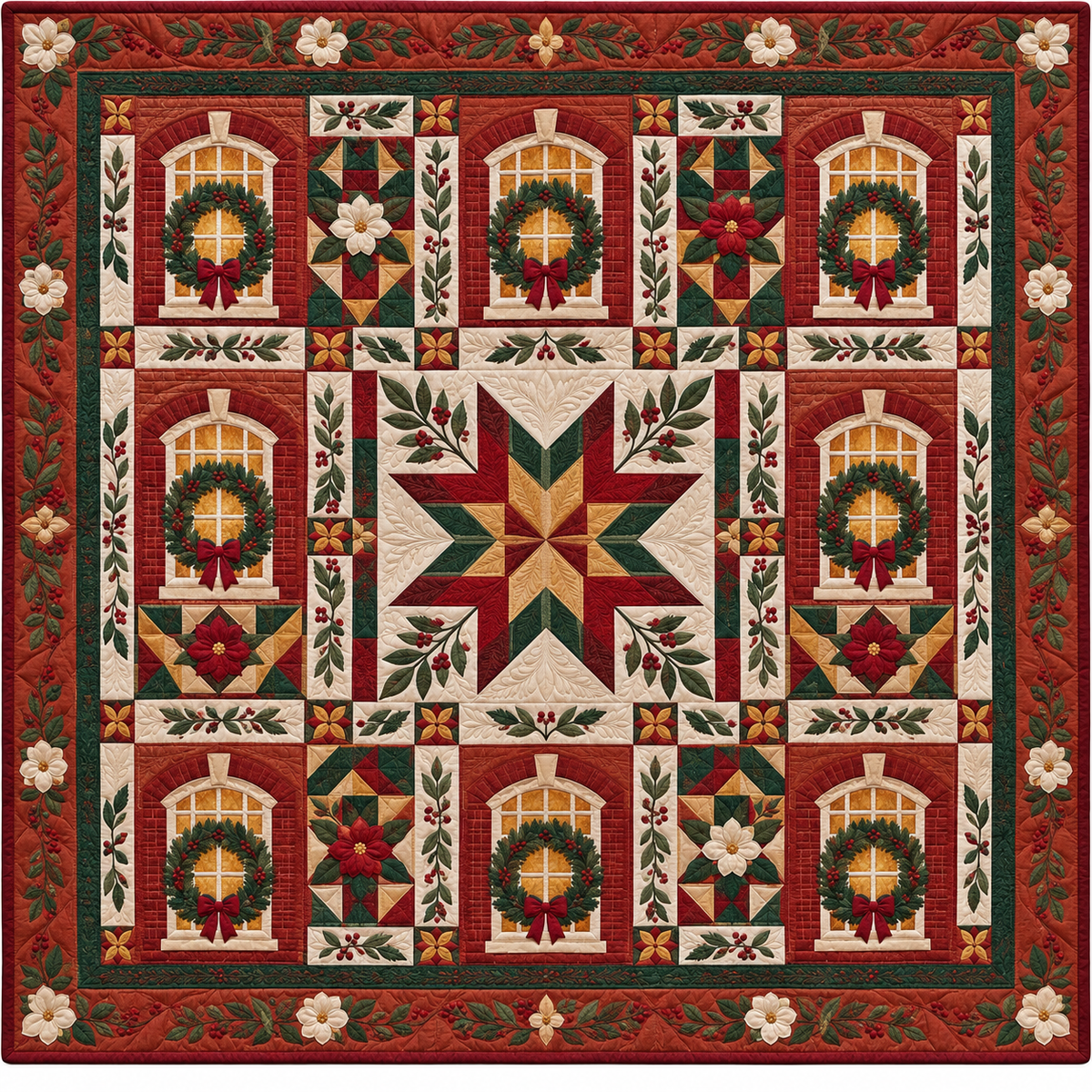 Tuskegee Christmas Windows TD271026004 Quilt Blanket — original design