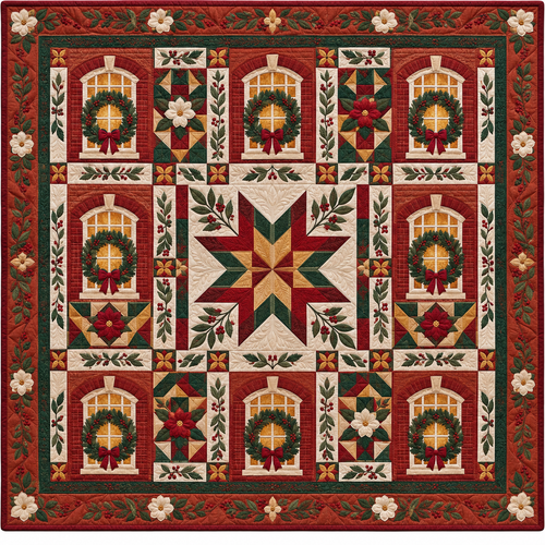 Tuskegee Christmas Windows TD271026004 Quilt Blanket — original design