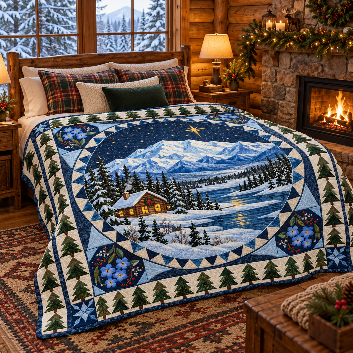 Denali Christmas Starlight TD271026006 Quilt Blanket — bed mockup