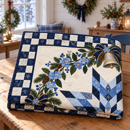 Forget-Me-Not Christmas Bells TD271026007 Quilt Blanket — folded mockup