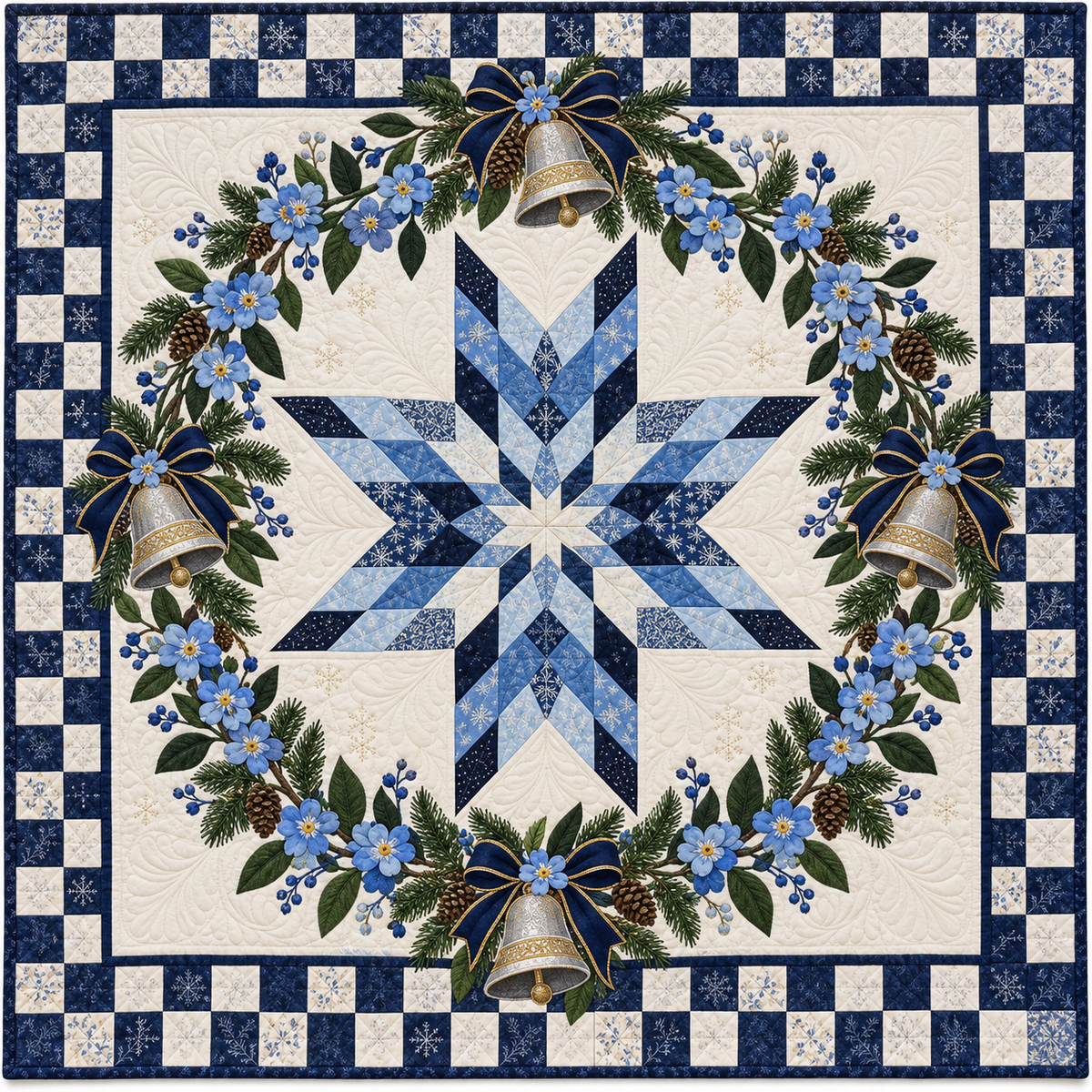 Forget-Me-Not Christmas Bells TD271026007 Quilt Blanket — original design