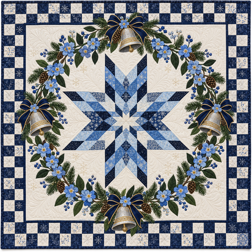 Forget-Me-Not Christmas Bells TD271026007 Quilt Blanket — original design