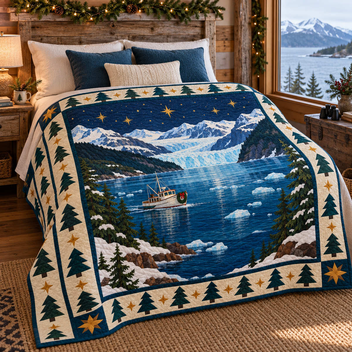 Glacier Bay Christmas Passage TD271026009 Quilt Blanket — bed mockup