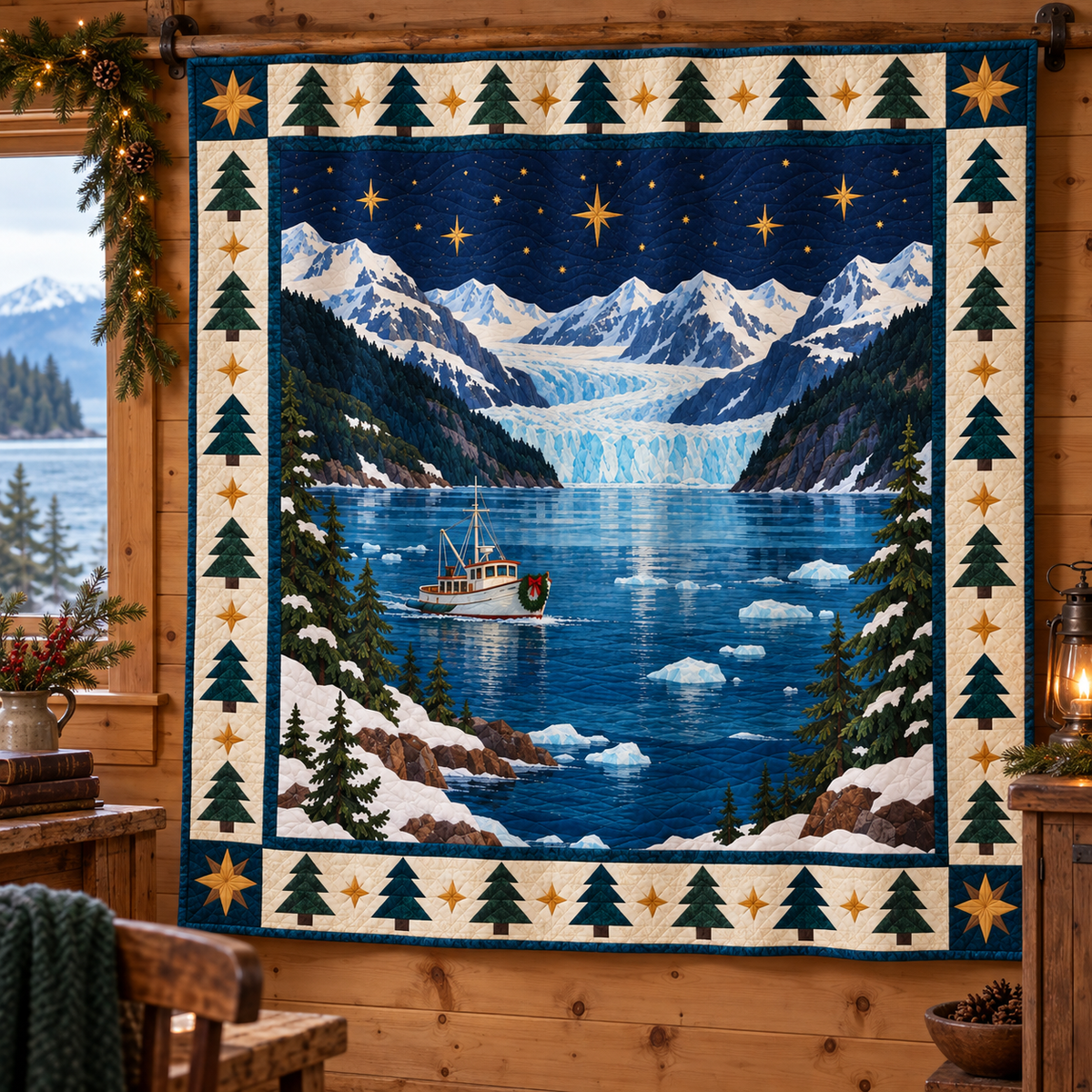 Glacier Bay Christmas Passage TD271026009 Quilt Blanket — hanging mockup