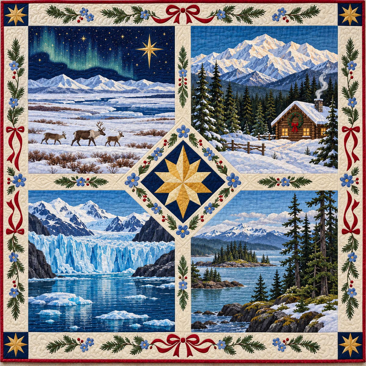Last Frontier Christmas Windows TD271026010 Quilt Blanket — original design