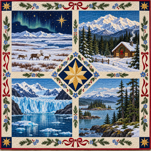 Last Frontier Christmas Windows TD271026010 Quilt Blanket — original design