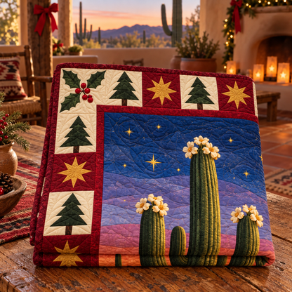 Sonoran Blossom Christmas Eve TD271026011 Quilt Blanket — folded mockup