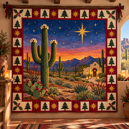 Sonoran Blossom Christmas Eve TD271026011 Quilt Blanket — hanging mockup