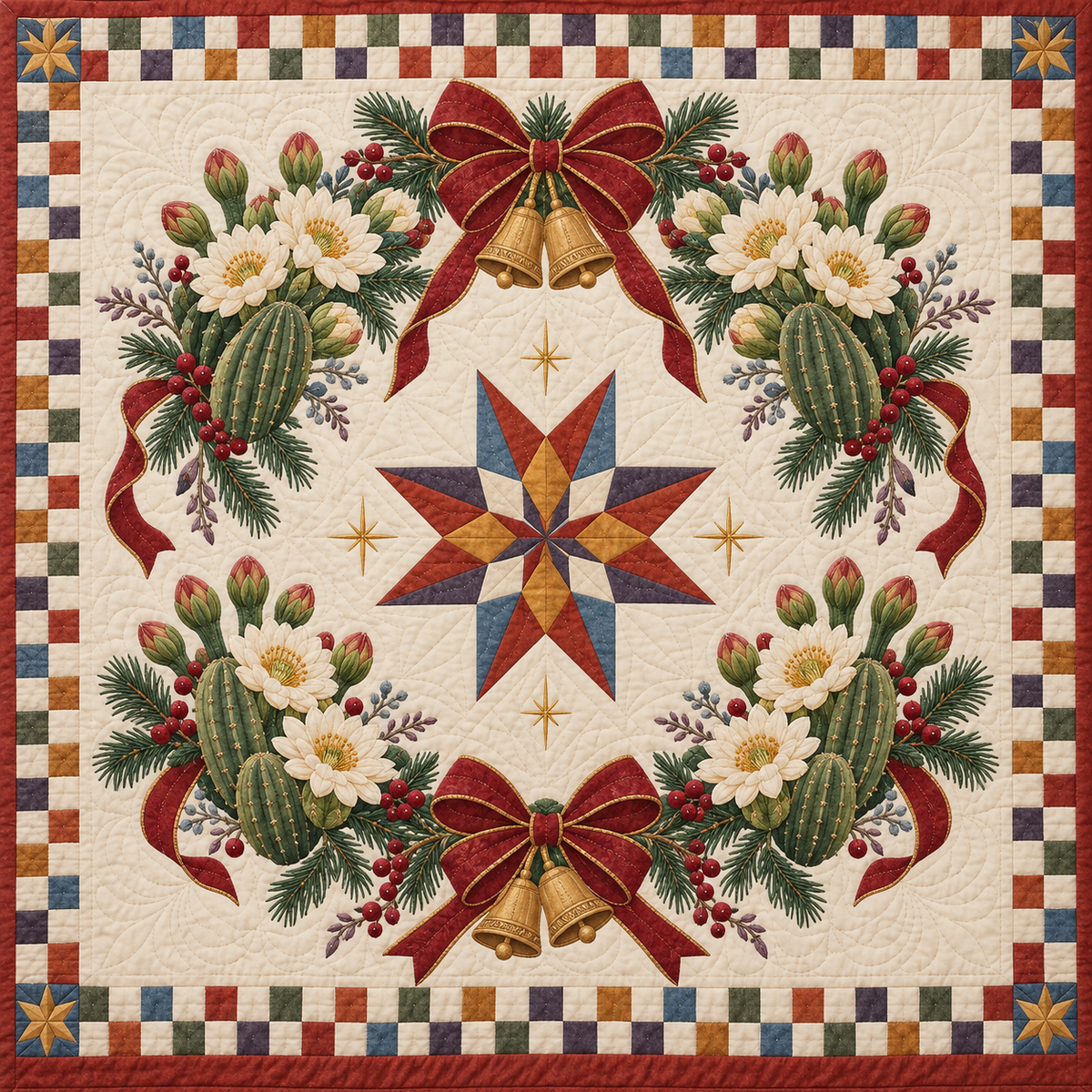 Saguaro blossom Christmas Wreath TD271026012 Quilt Blanket — original design