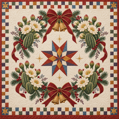 Saguaro blossom Christmas Wreath TD271026012 Quilt Blanket — original design
