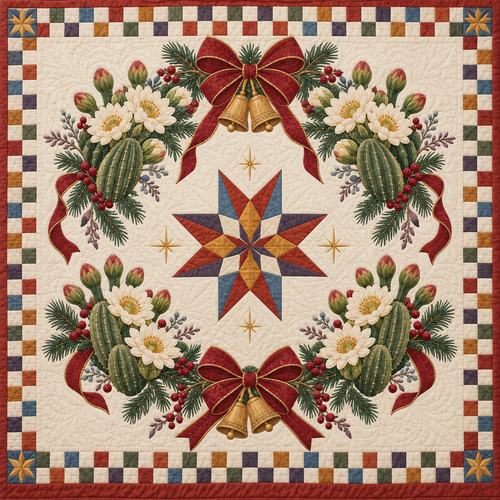 Saguaro blossom Christmas Wreath TD271026012 Quilt Blanket — original design
