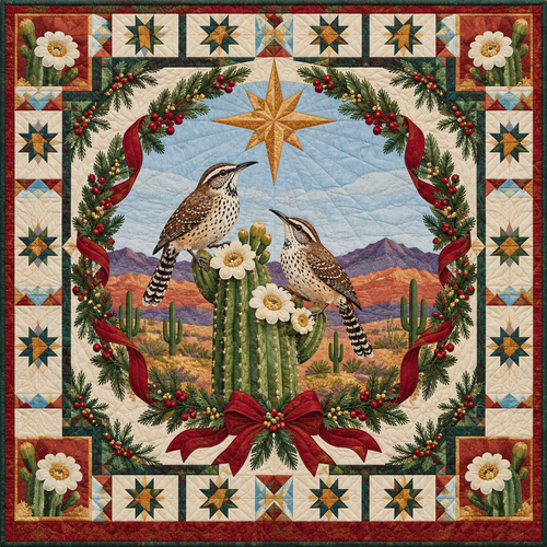 Sonoran Wren Song Christmas Star TD271026013 Quilt Blanket — original design