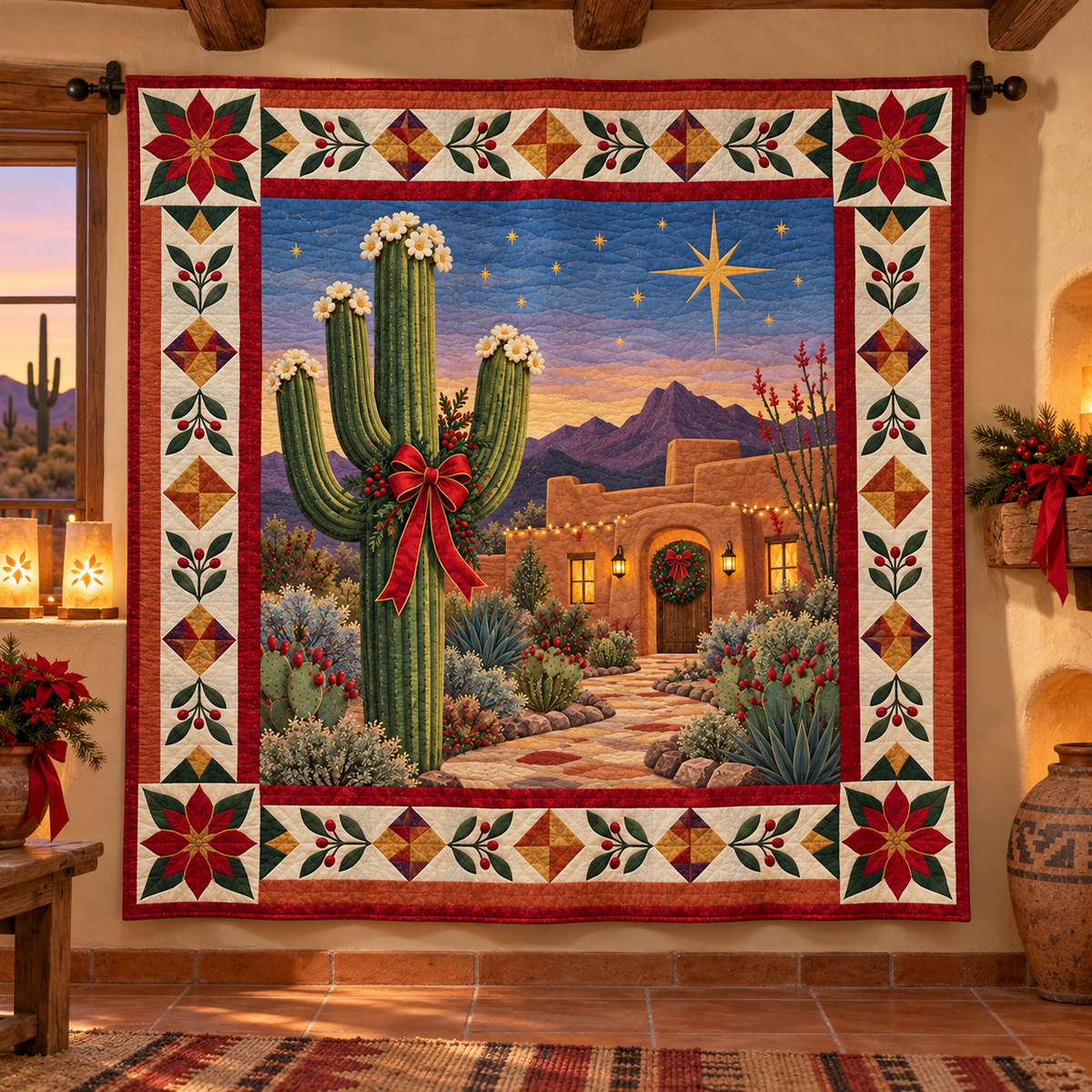 Desert Pathways Christmas Homecoming TD271026014 Quilt Blanket — hanging mockup