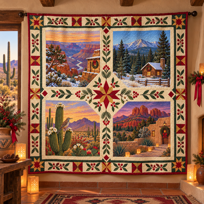 Arizona Christmas Windows TD271026015 Quilt Blanket — hanging mockup