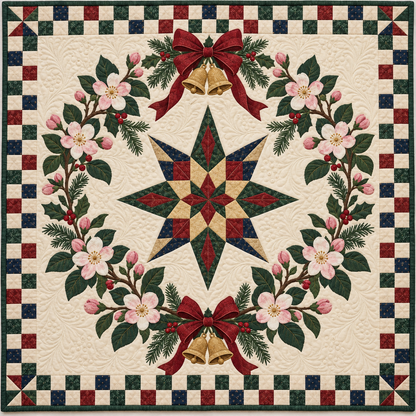 Apple blossom Christmas Wreath TD271026017 Quilt Blanket — original design