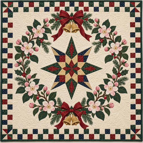 Apple blossom Christmas Wreath TD271026017 Quilt Blanket — original design