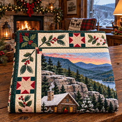 Arkansas Christmas Windows TD271026020 Quilt Blanket — folded mockup