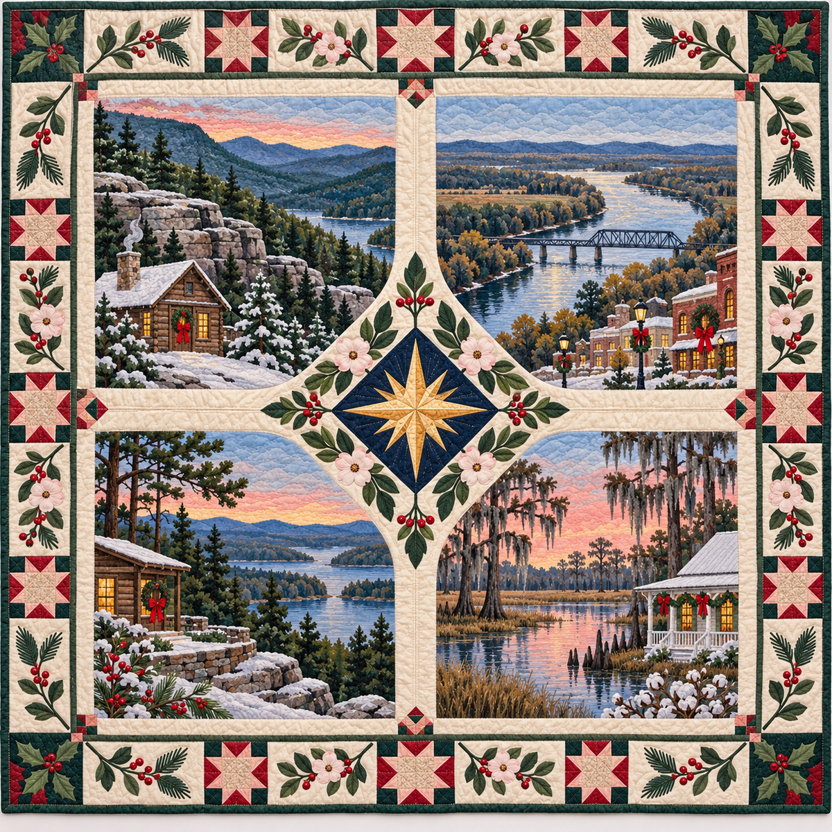 Arkansas Christmas Windows TD271026020 Quilt Blanket — original design