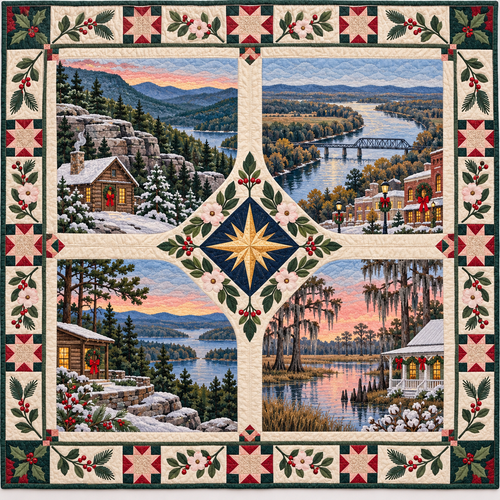 Arkansas Christmas Windows TD271026020 Quilt Blanket — original design
