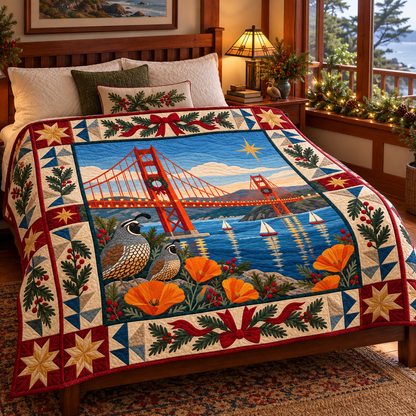 Pacific Gateways Christmas Homecoming TD271026024 Quilt Blanket — bed mockup