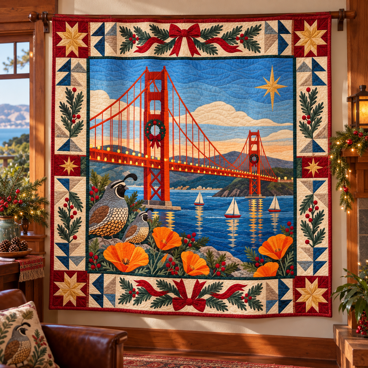 Pacific Gateways Christmas Homecoming TD271026024 Quilt Blanket — hanging mockup