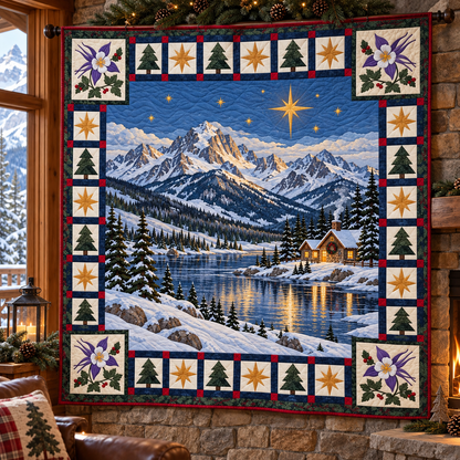 Alpine Columbine Christmas Eve TD271026026 Quilt Blanket — hanging mockup