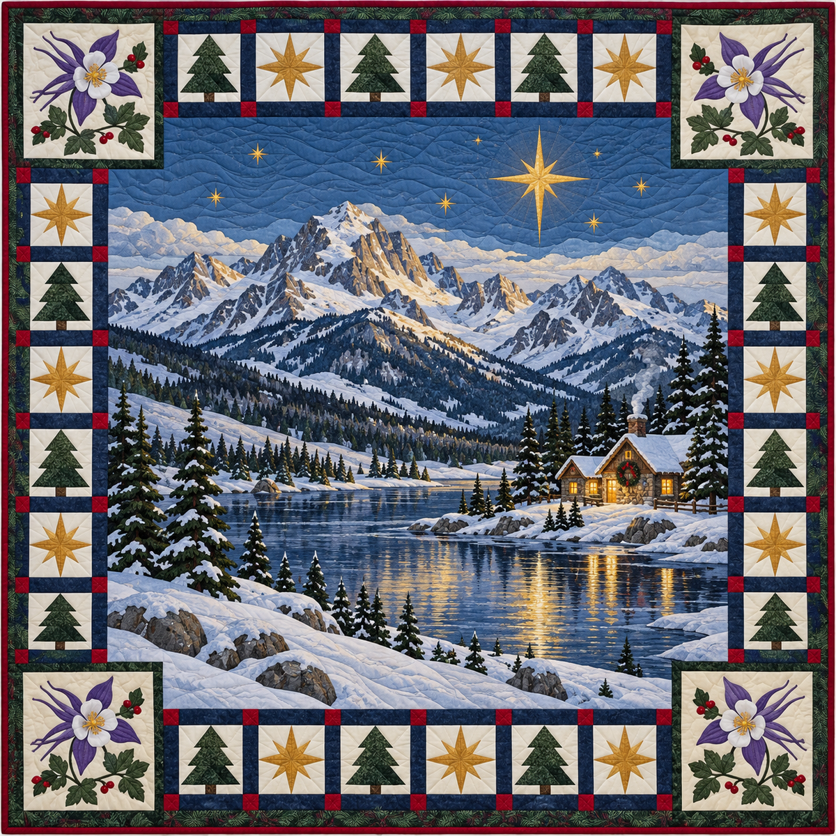 Alpine Columbine Christmas Eve TD271026026 Quilt Blanket — original design
