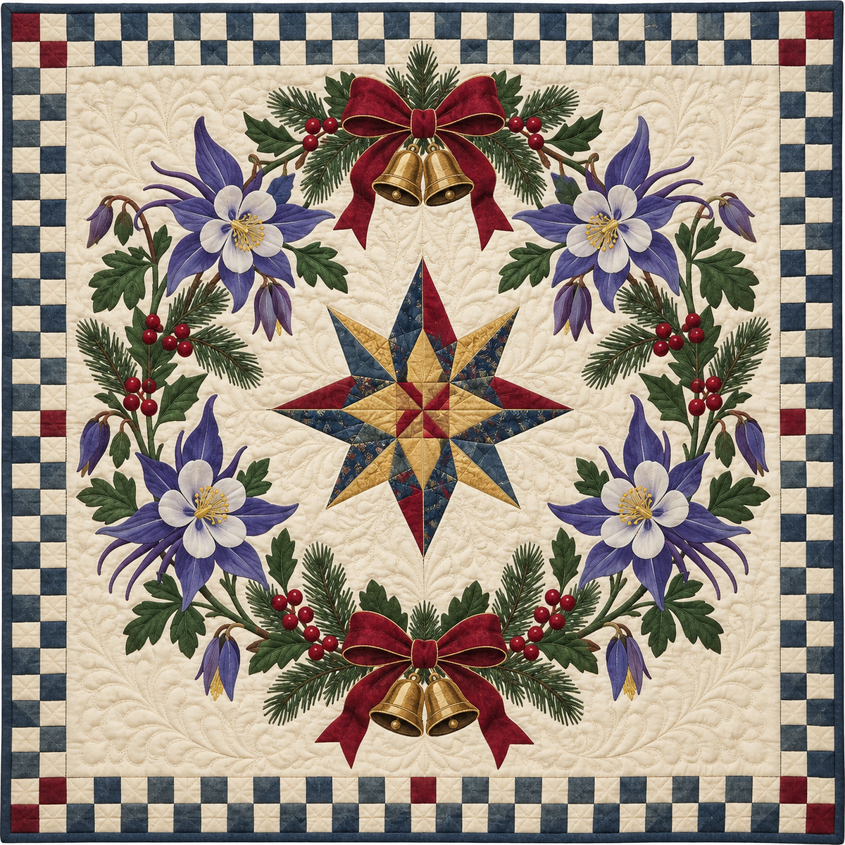 Rocky Mountain columbine Christmas Wreath TD271026027 Quilt Blanket — original design