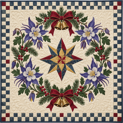 Rocky Mountain columbine Christmas Wreath TD271026027 Quilt Blanket — original design