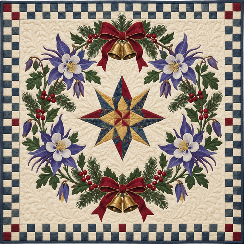 Rocky Mountain columbine Christmas Wreath TD271026027 Quilt Blanket — original design