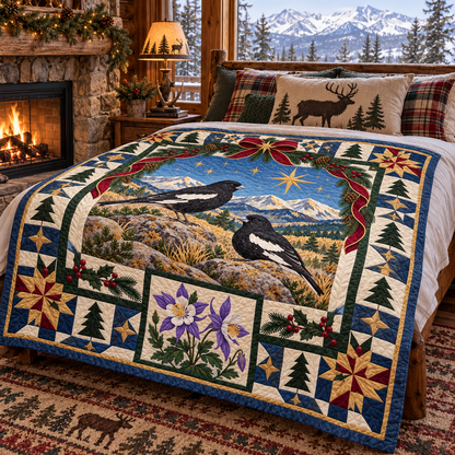 Prairie Wing and Alpine Sky Christmas Star TD271026028 Quilt Blanket — bed mockup