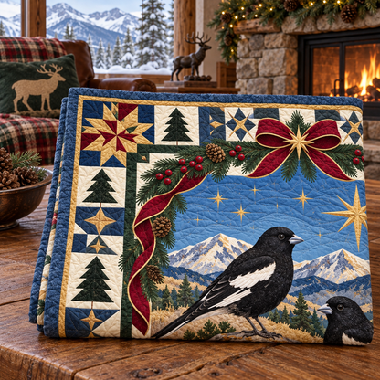 Prairie Wing and Alpine Sky Christmas Star TD271026028 Quilt Blanket — folded mockup
