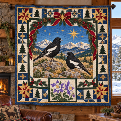 Prairie Wing and Alpine Sky Christmas Star TD271026028 Quilt Blanket — hanging mockup