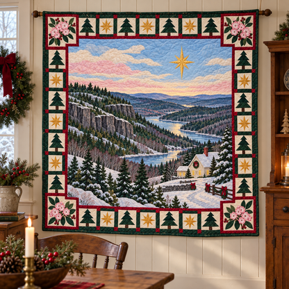 Laurel Ridge Christmas Eve TD271026031 Quilt Blanket — hanging mockup
