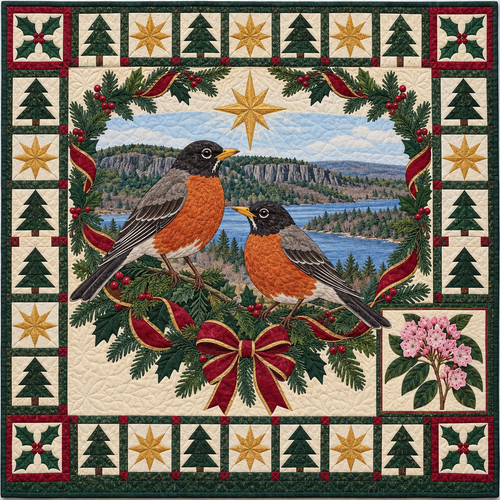 Robin on Laurel Ridge Christmas Star TD271026033 Quilt Blanket — original design